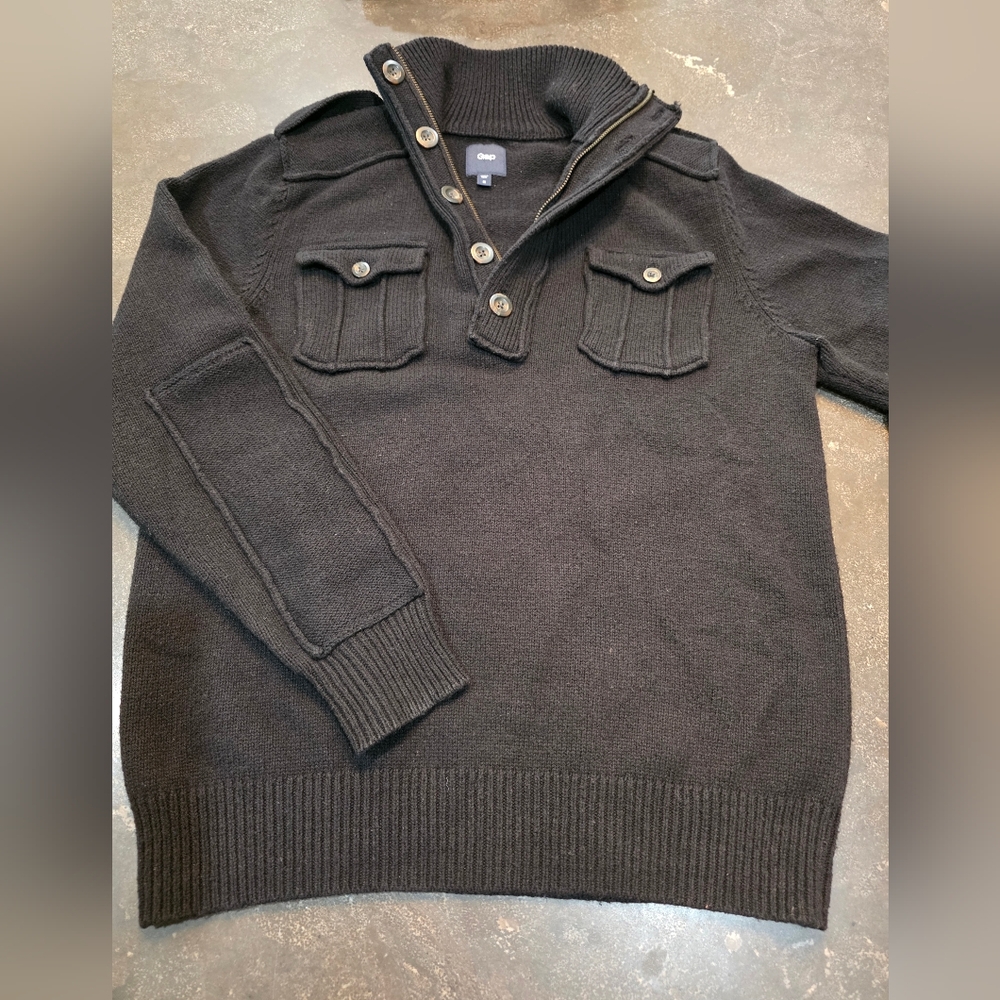 GAP Men's Black Zip-Up Sweater